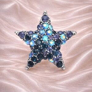 Blue Star Crystal Brooch